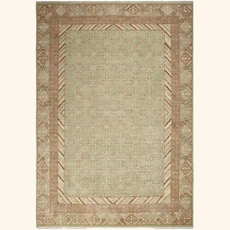 Beige Traditional Wool Rug - 9'1" x 14