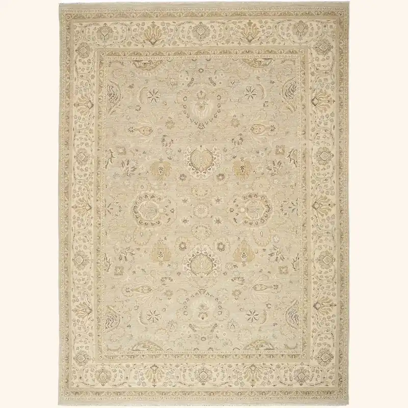 Beige Traditional Wool Rug - 8'6" x 11'11"