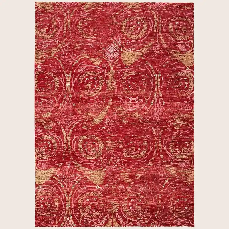 Red Transitional Silk Wool Blend Rug - 8'2" x 11'5"