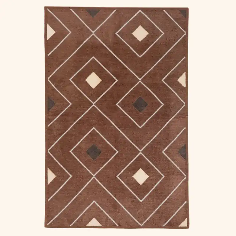 Brown Diamond Flatweave Chenille Rug - 3'6" x 5'6"