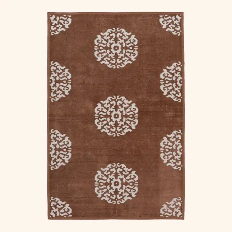 Brown Medallion Flatweave Chenille Rug - 3'6" x 5'6"