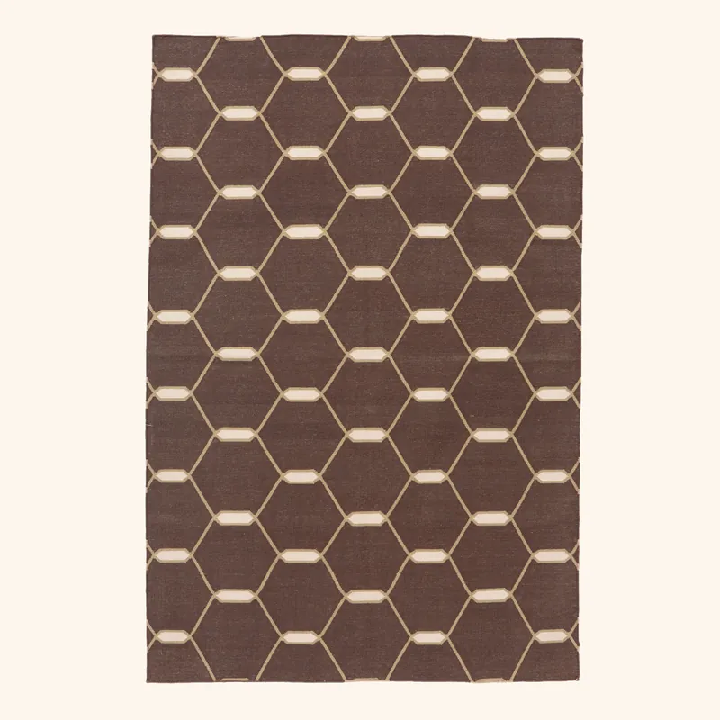 Brown Geometric Flatweave Cotton Rug - 3'6" x 5'6"