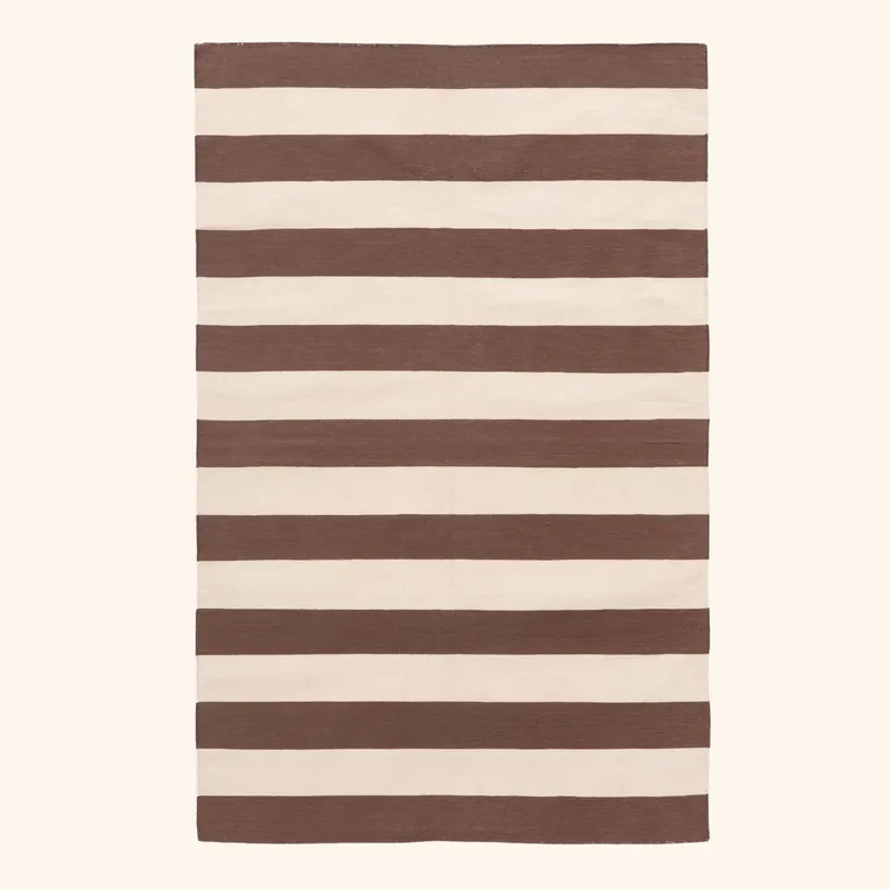 Brown & White Flatweave Cotton Rug - 3'6" x 5'6"