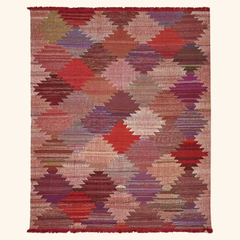 Red Flatweave Wool Cotton Blend Rug - 11'8" x 15'9"