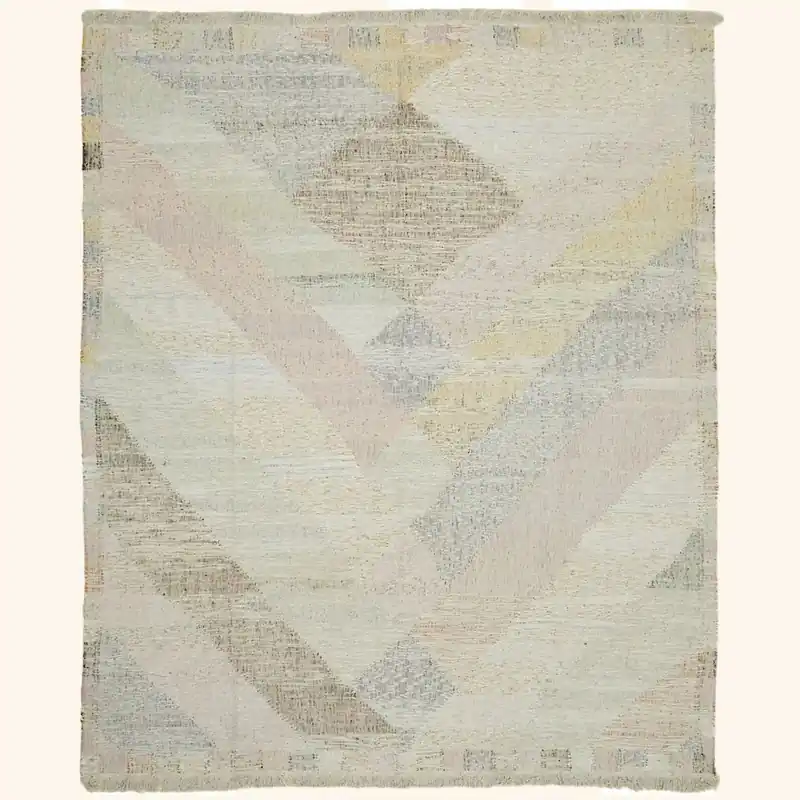 Beige Flatweave Wool Cotton Blend Rug - 9'2" x 11'3"