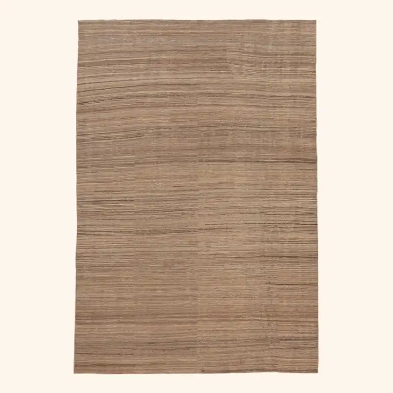 Beige Flatweave Wool Rug - 6'6" x 9'5"