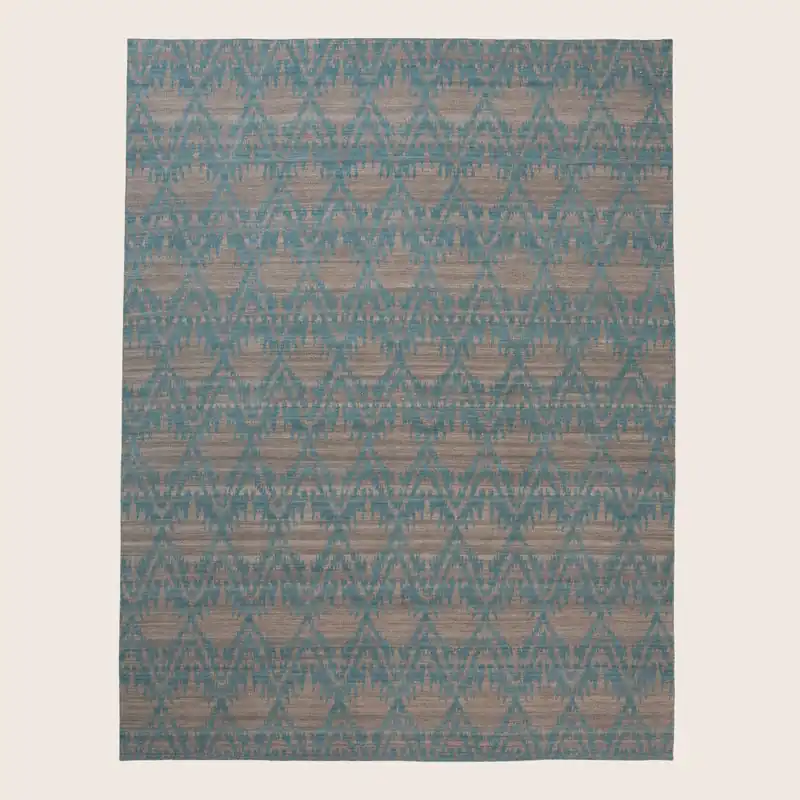 Blue Flatweave Wool Rug - 9'1" x 11'1"