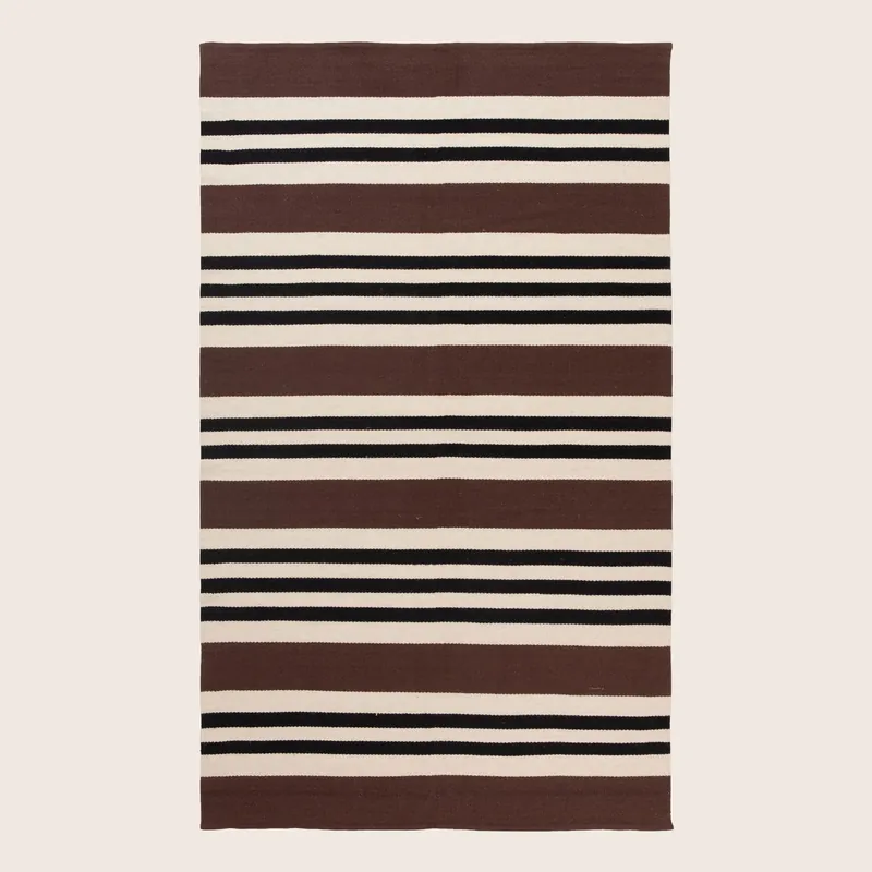 Brown Flatweave Cotton Rug - 6' x 9'