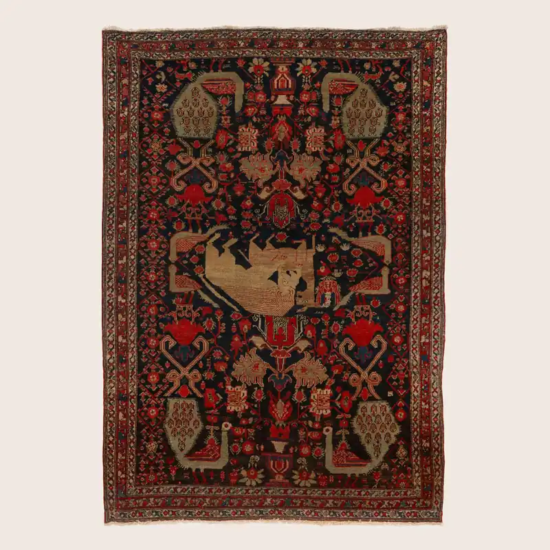 Red Traditional Per Malayier Rug - 4'8" x 6'3"