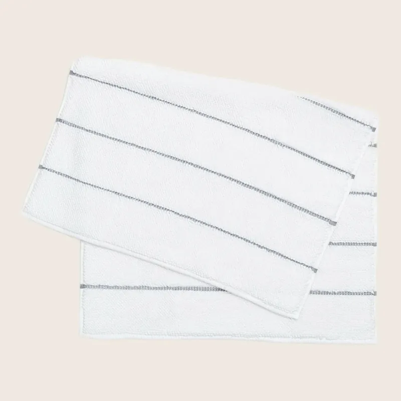 Cozy Bath Rug, White/Dark Gray - Denis Trading dba Hamam (Drop Ship)
