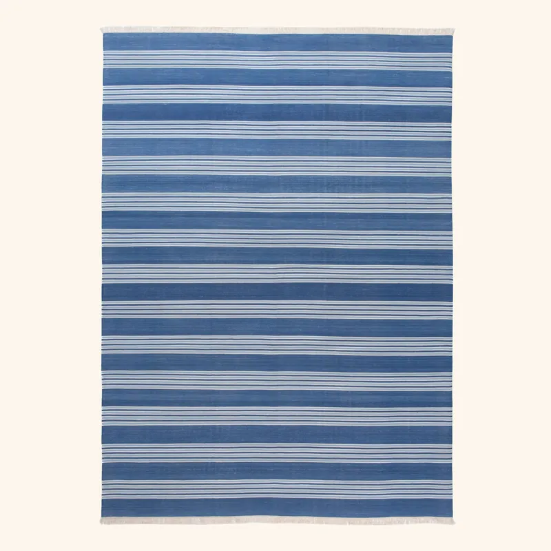 Blue Flatweave Cotton Rug - 9' x 12'2"
