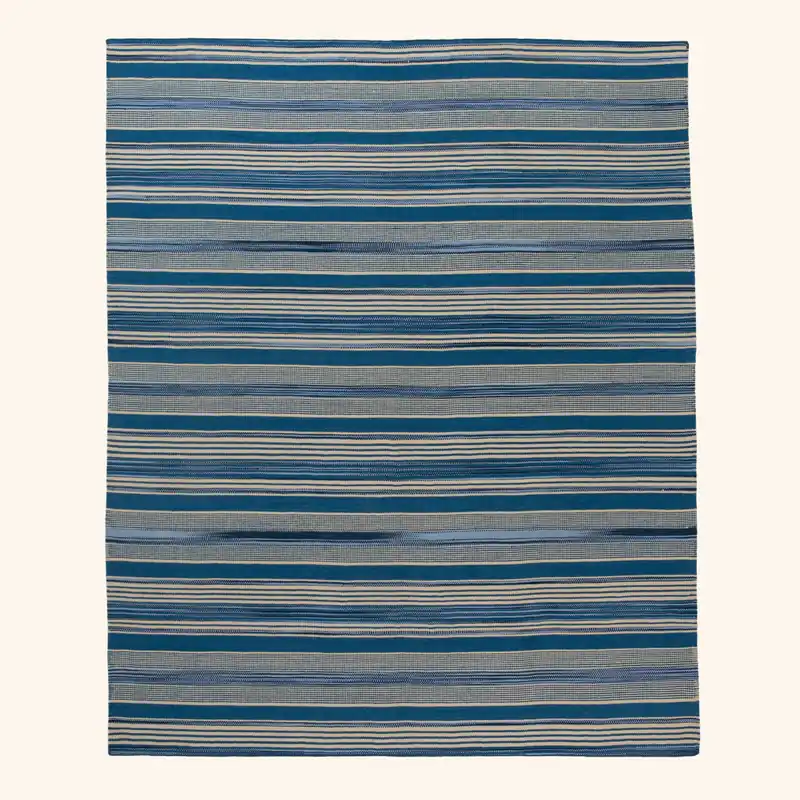 Blue Flatweave Wool Rug - 8' x 10'