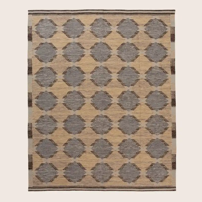 Multicolored Flatweave Wool Cotton Silk Rug - 7'9" x 9'8"