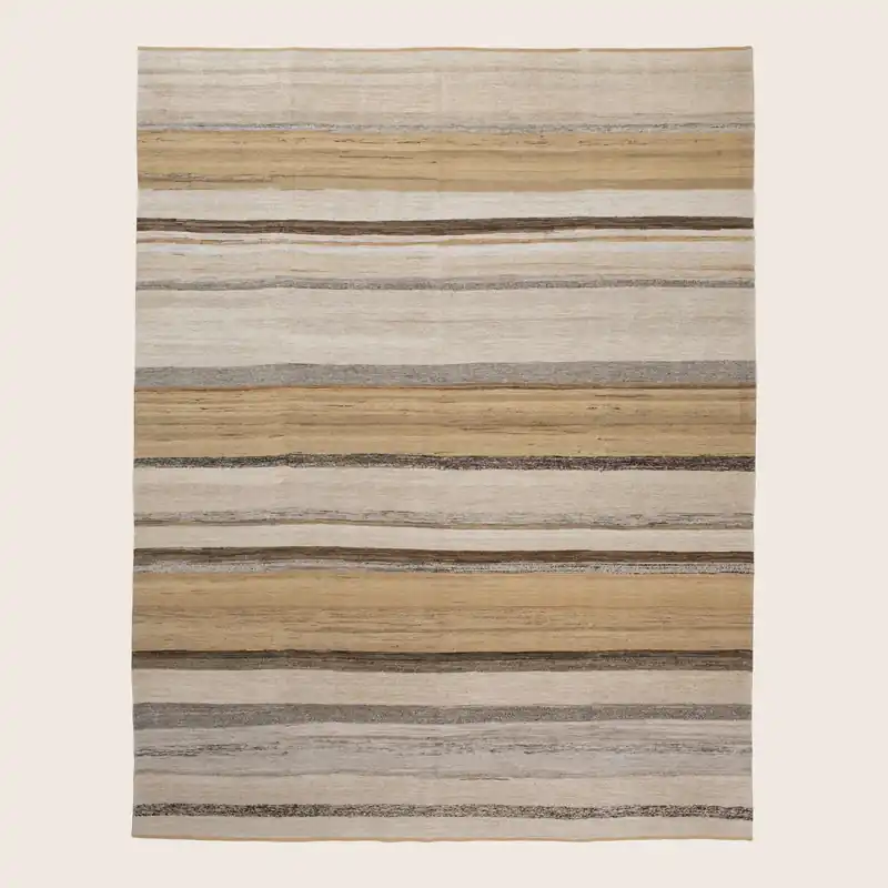 Beige Flatweave Wool Rug - 8'4" x 10'9"