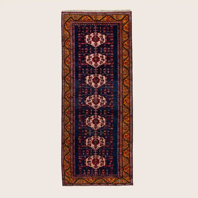 Blue Vintage Traditional Wool Rug - 6'1" x 15'
