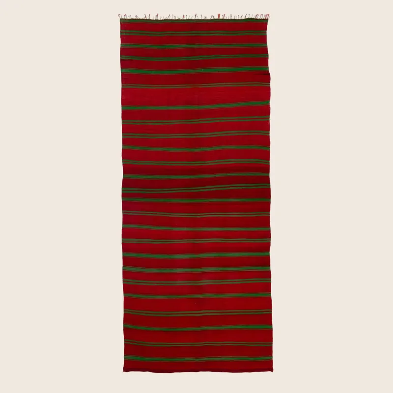 Red Flatweave Wool Rug - 5'6" x 12'11"