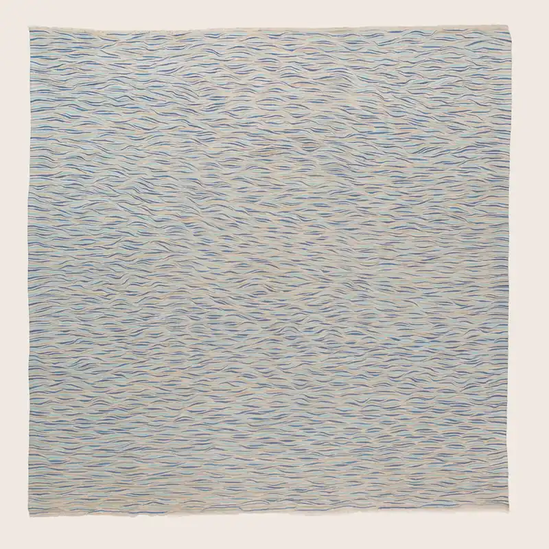 Blue Flatweave Wool Rug - 8'2" x 8'3"