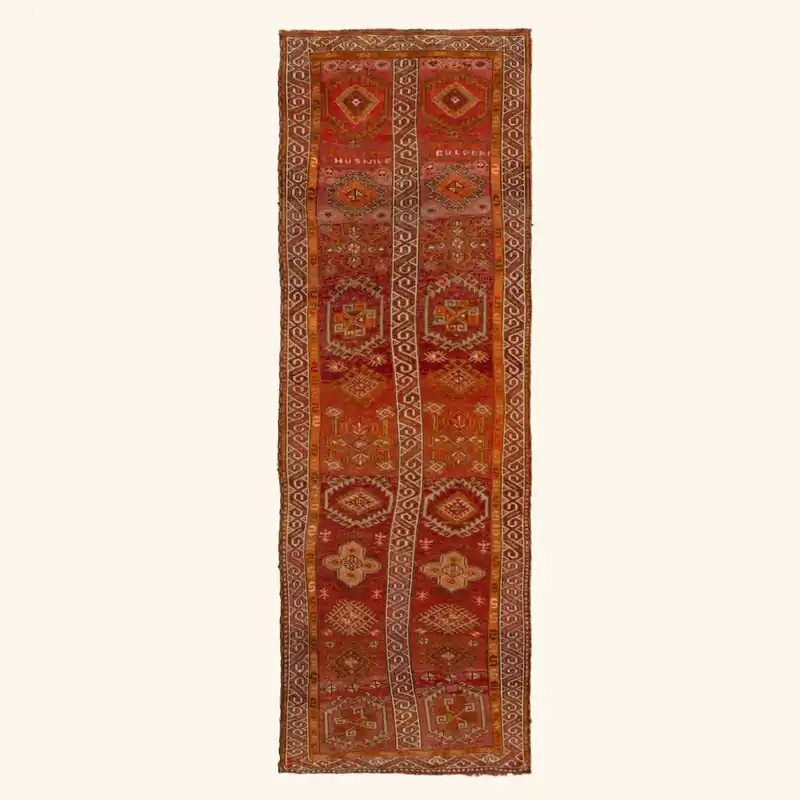 Red Traditional Wool Rug - 4'6" x 12'5"
