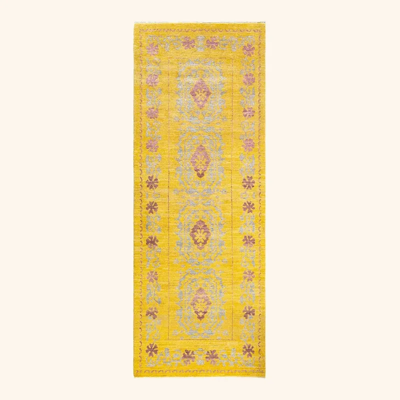 Yellow Transitional Wool Runner - 3'1" x 8'3"