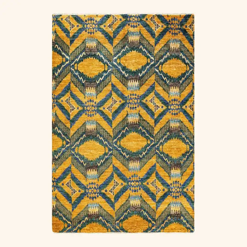 Yellow Transitional Wool Rug - 6' x 9'1"