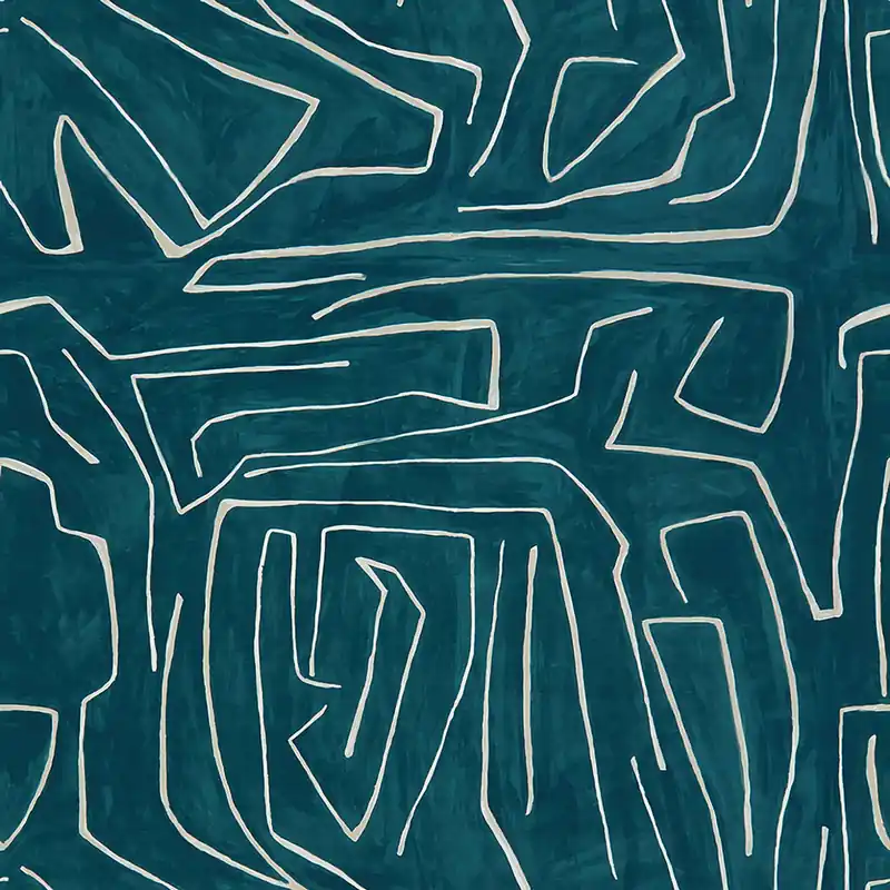 Teal and Pearl Printed Fabric - Kravet
