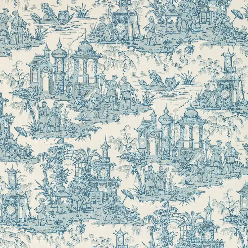 Blue Scenic Printed Fabric - Kravet