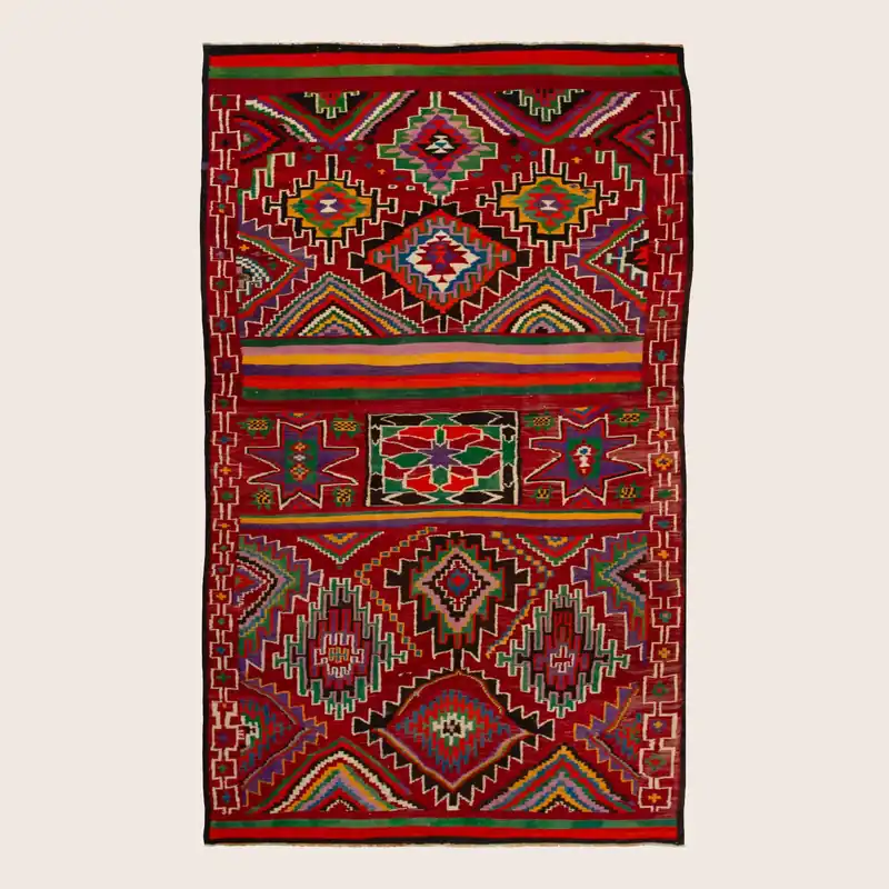 Red Vintage Flatweave Wool Turkish Kilim - 6'7" x 11'6"