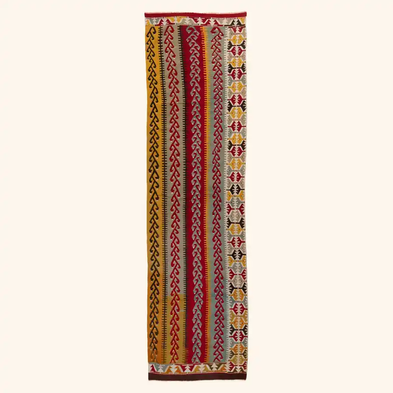 Multi Flatweave Wool Runner - 2'11" x 12'11"
