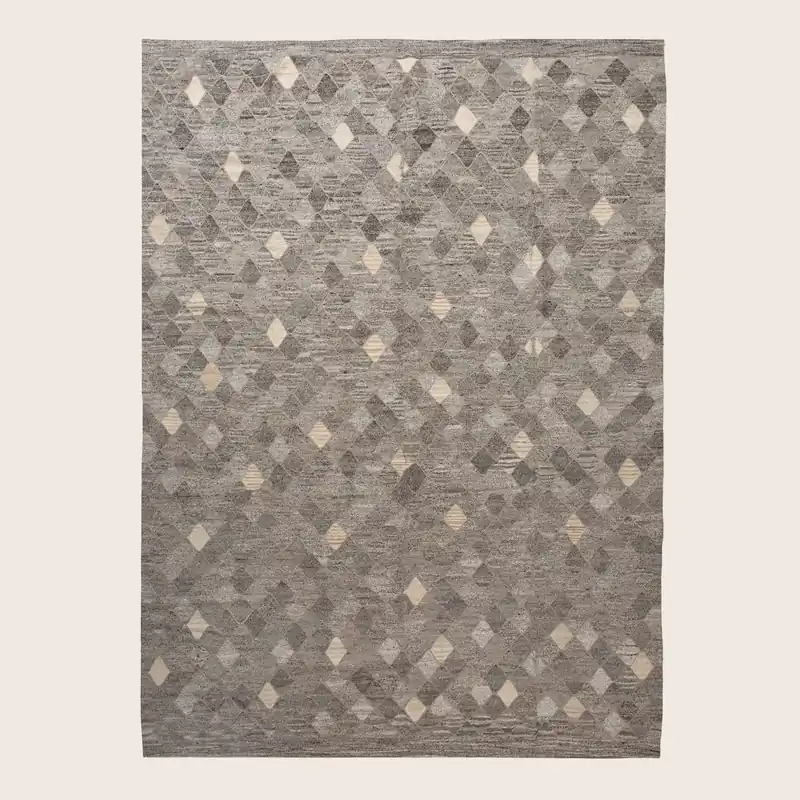 Grey Flatweave Wool Rug - 10'1" x 13'11"