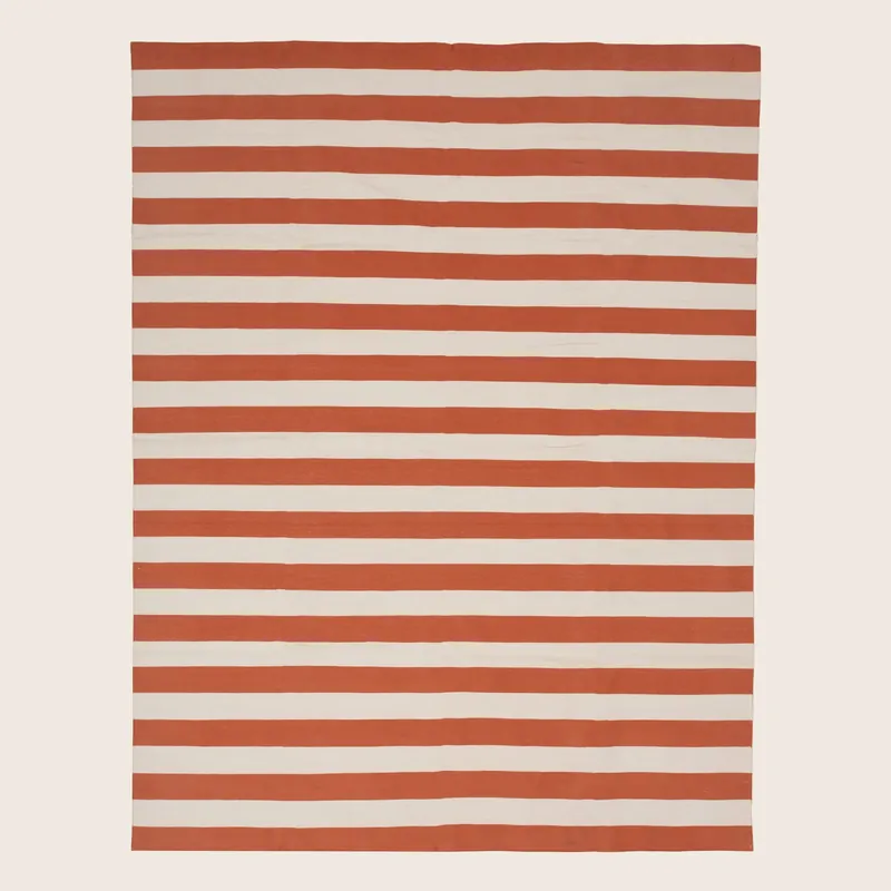 Orange Dhurrie Cotton Rug - 7'10" x 9'10"