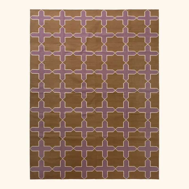 Purple Geometric Flatweave Cotton Rug - 8'1" x 11'1"
