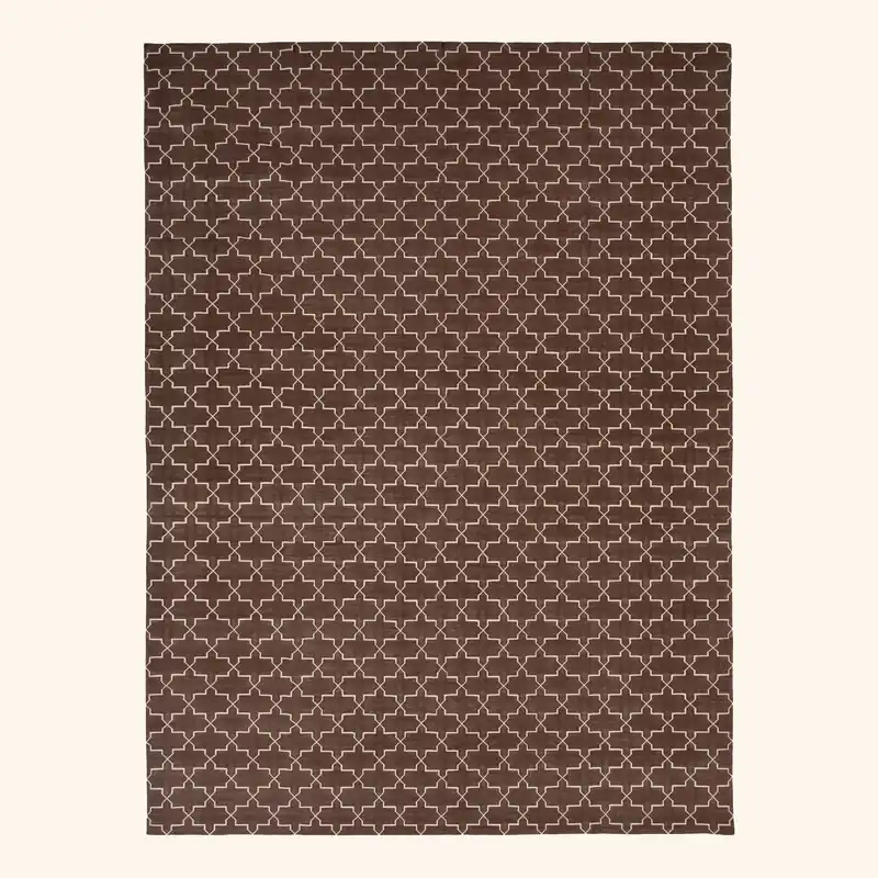 Brown Geometric Dhurrie Cotton Rug - 10' x 14'25"