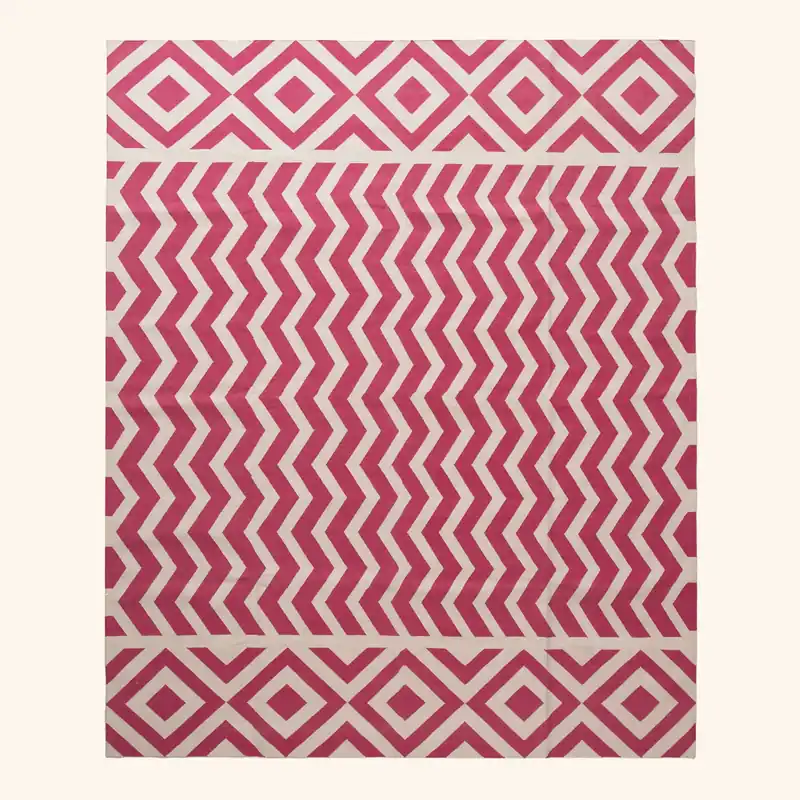 Pink Flatweave Wool Rug - 7'1" x 9'1"
