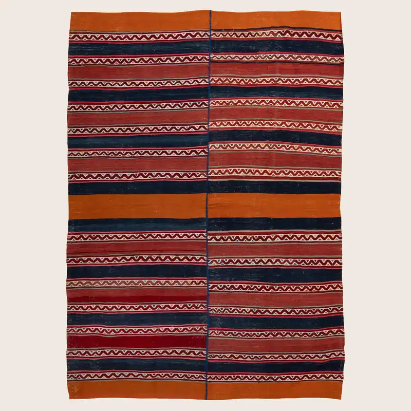 Multicolored Flatweave Wool Rug - 5'4" x 7'8"