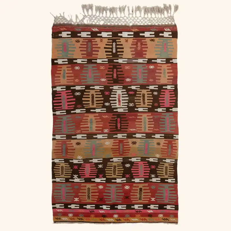 Multi Flatweave Wool Rug - 3'4" x 5'1"