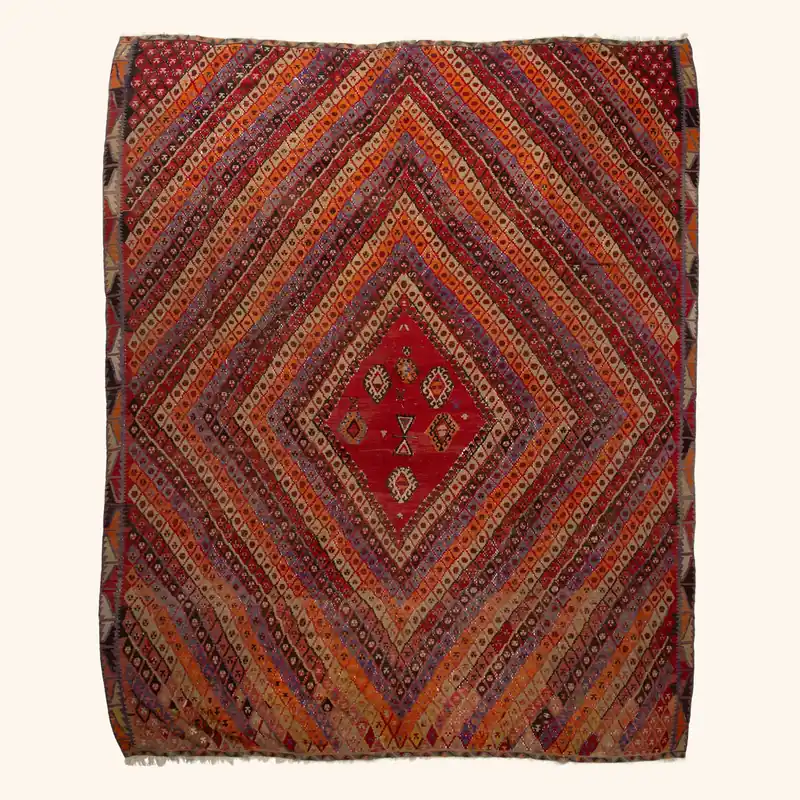 Multicolored Vintage Anatolian Wool Kilim - 10'6" x 12'2"