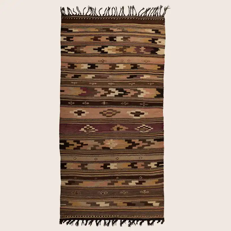 Brown Flatweave Wool Rug - 3'3" x 6'7"