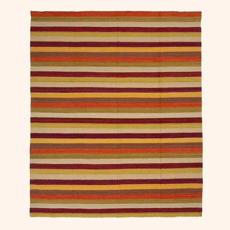 Multicolored Flatweave Wool Rug - 11'7" x 13'10"