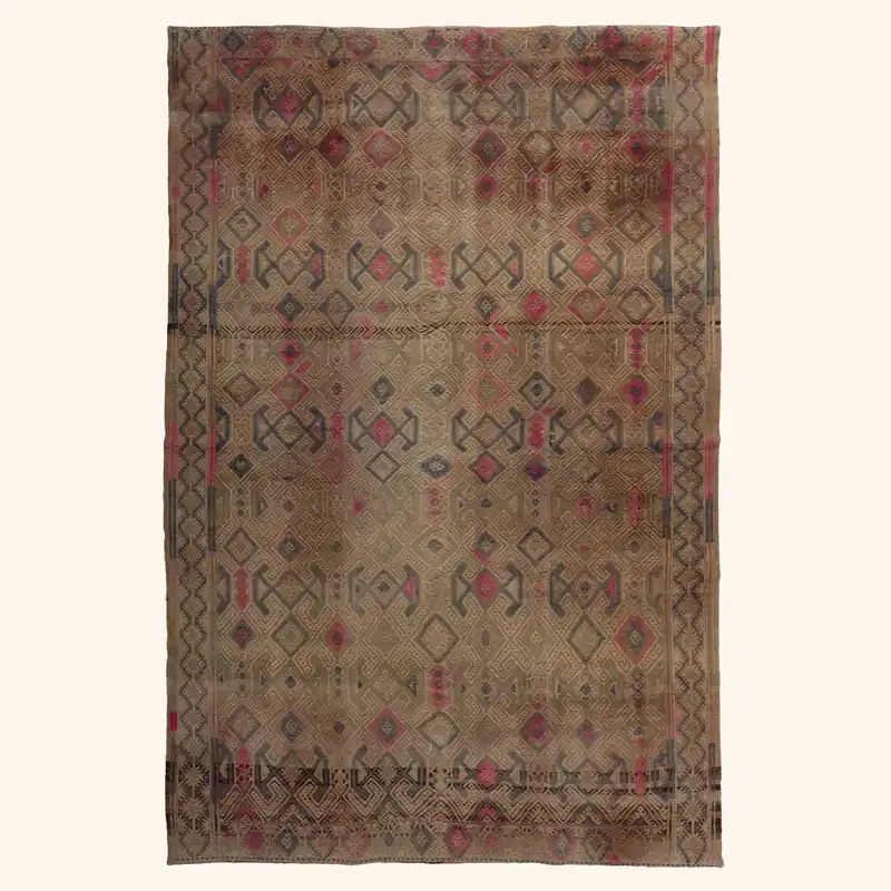 Multicolored Flatweave Wool Rug - 5'7" x 9'9"