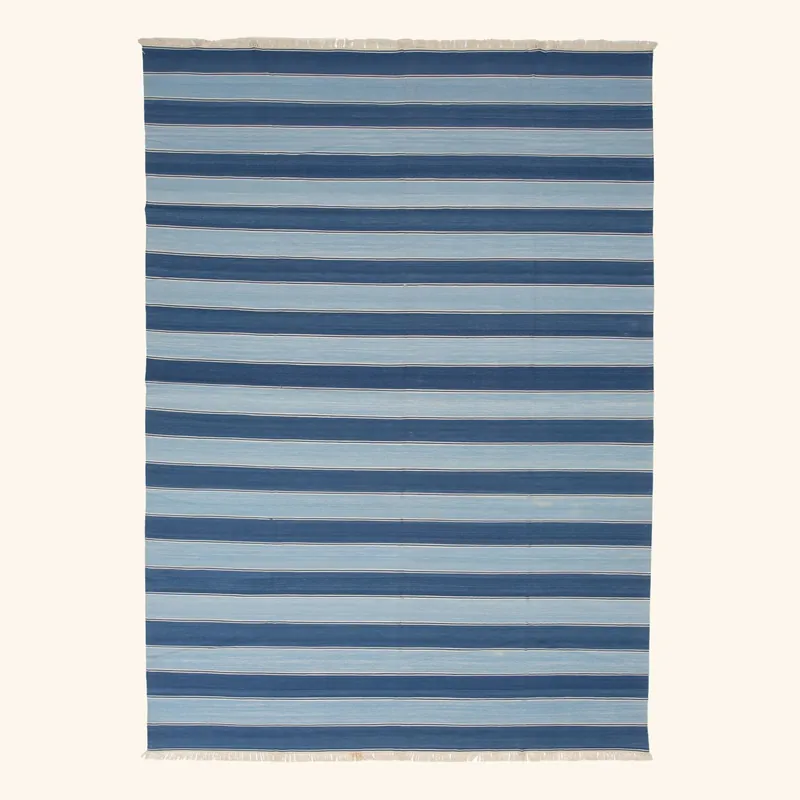 Blue Dhurrie Wool Rug - 10' x 14'