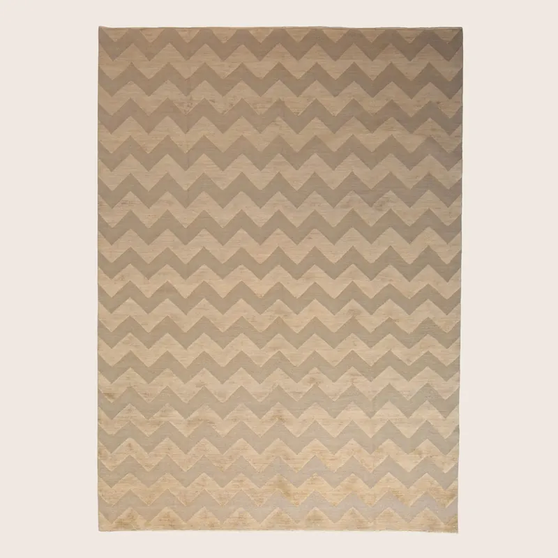 Beige Modern Wool Rug - 10' x 14'3"