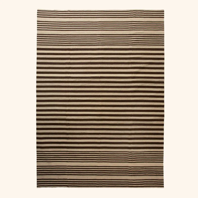 Brown Flatweave Wool Rug - 10" x 14'