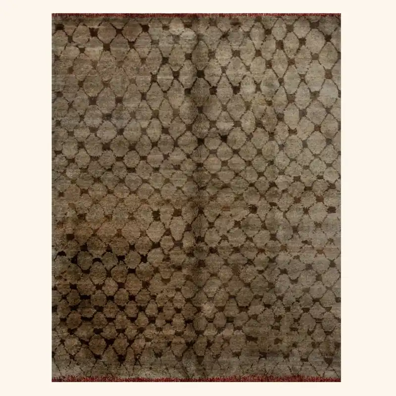 Brown Nu Vibrant Modern Tibetan Silk Rug - 9'1" x 11'11"