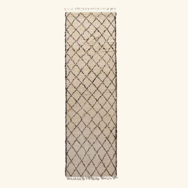White Moroccan Wool Runner - 4' x 12'4"