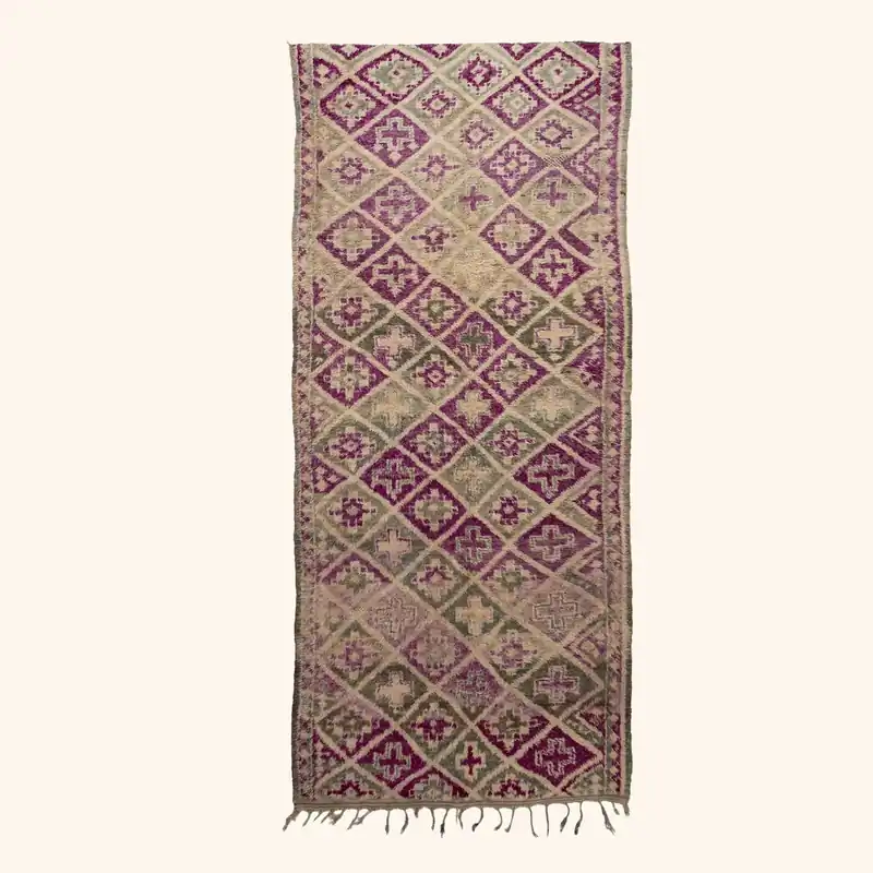 Purple Vintage Moroccan Wool Runner - 5'5" x 12'2"