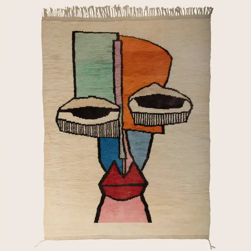 Multicolored Moroccan Wool Rug - 9'10" x 13'01"