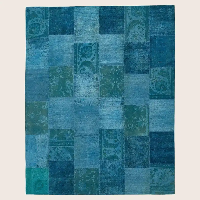 Blue Samsara Patchwork Wool Rug - 9'7" x 12'3"