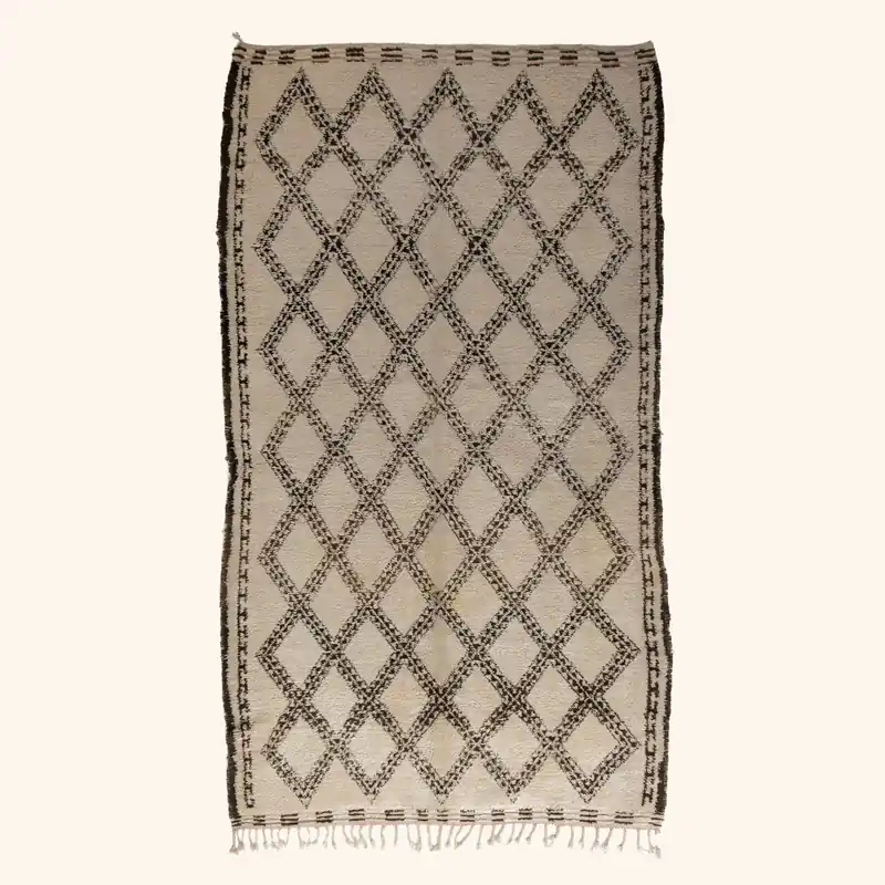 Beige Vintage Moroccan Wool Rug - 6'10" x 12'5"