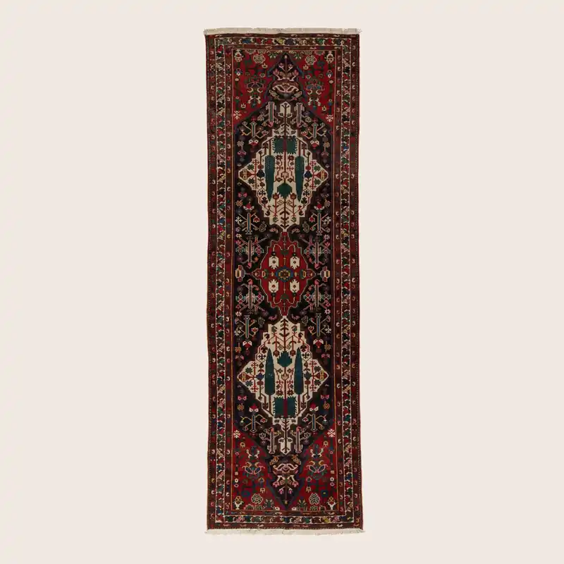Red Samsara Traditional Wool Persian Runner - 3'7" x 11'10"