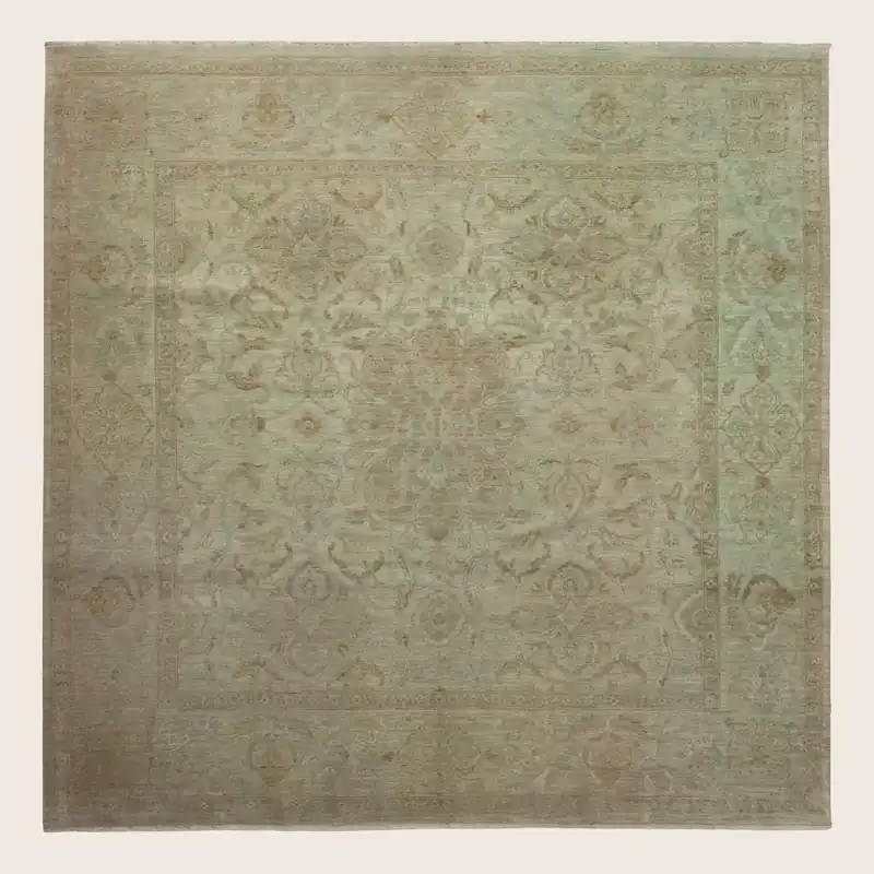 Grey Traditional Wool Silk Blend Rug - 9'1" x 9'2"